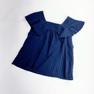 Ray beams cotton ruffle sleeve navy tank S